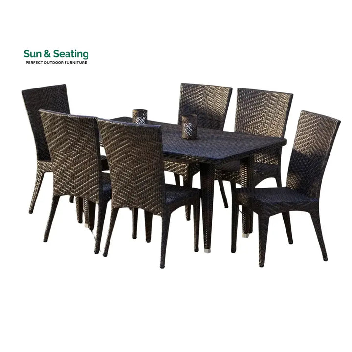 Jumanah Outdoor All-Weather Resistant Rattan Wicker 7-Piece Dining Set Dining Set