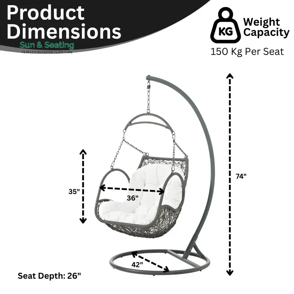 Jumoke Outdoor Rattan Wicker Hanging Swing Chair with Cushion Swing