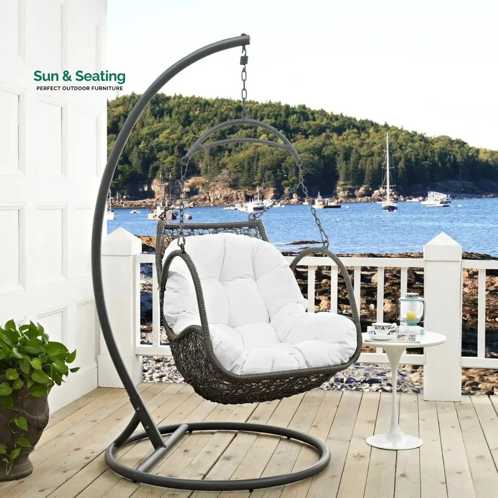 Jumoke Outdoor Rattan Wicker Hanging Swing Chair with Cushion Swing