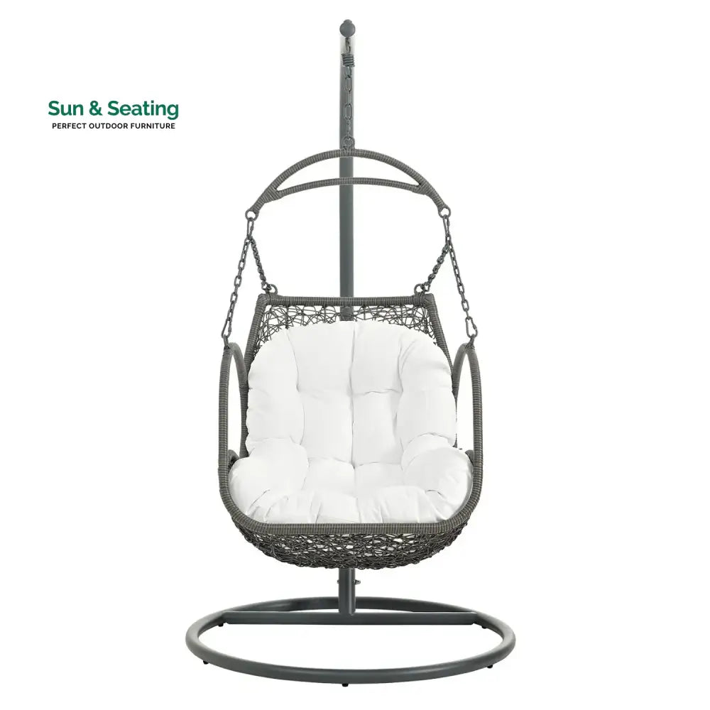 Jumoke Outdoor Rattan Wicker Hanging Swing Chair with Cushion Swing