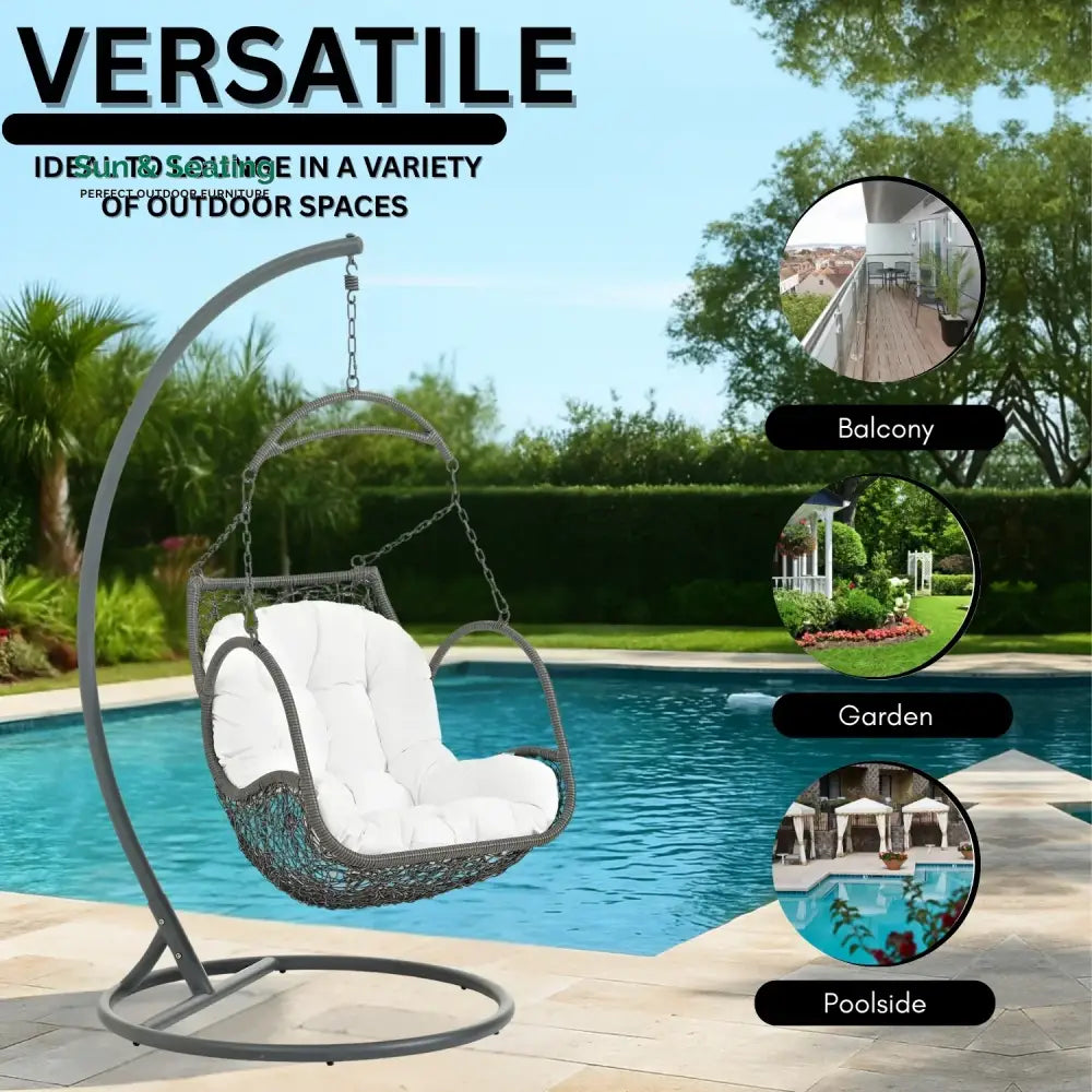 Jumoke Outdoor Rattan Wicker Hanging Swing Chair with Cushion Swing