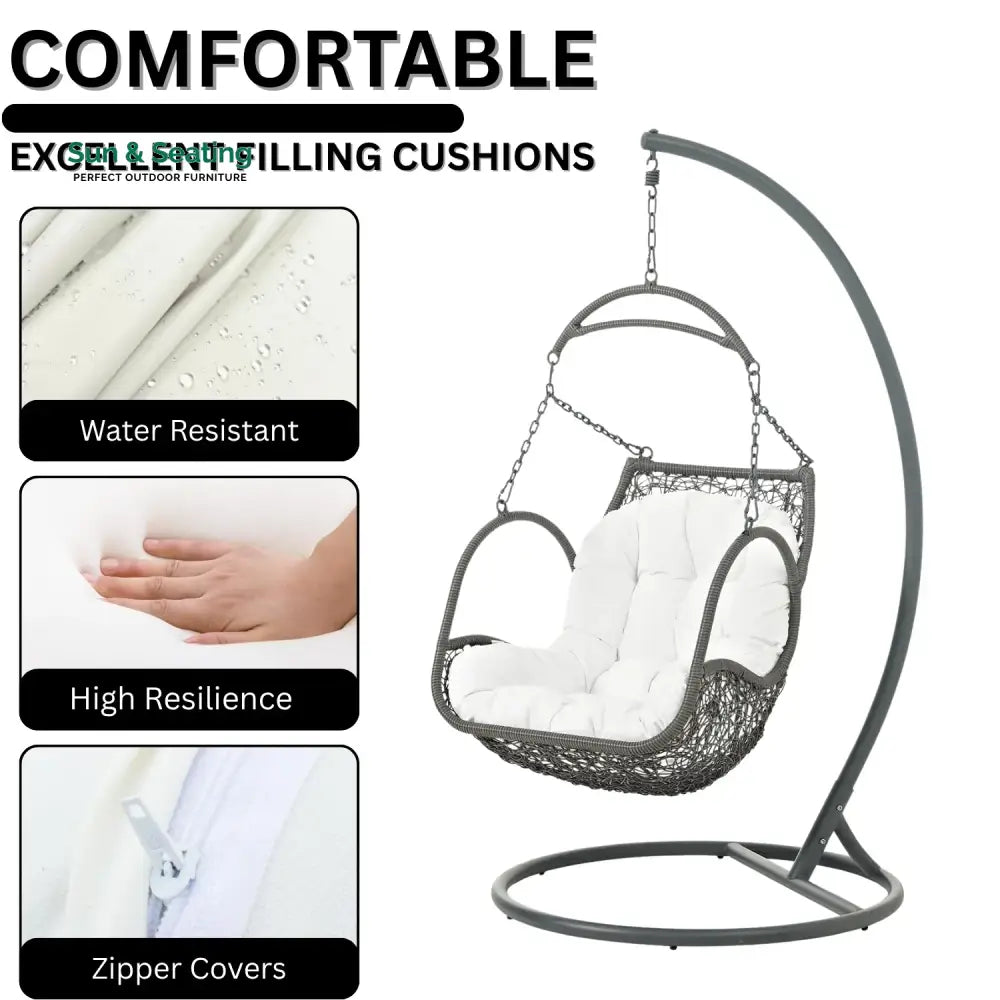 Jumoke Outdoor Rattan Wicker Hanging Swing Chair with Cushion Swing