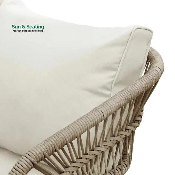 Juno Outdoor Rope Conversation Patio Sofa Set (Beige/Cream) Sofa Set