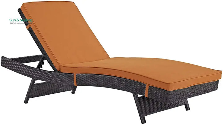 Justy Outdoor Swimming Poolside Lounger (Dark Brown) Orange Loungers
