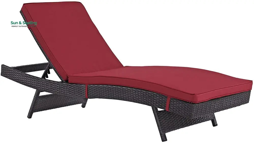 Justy Outdoor Swimming Poolside Lounger (Dark Brown) Red Loungers