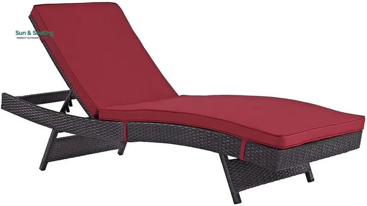 Justy Outdoor Swimming Poolside Lounger (Dark Brown) Red Loungers