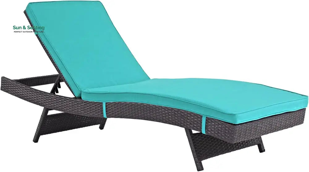 Justy Outdoor Swimming Poolside Lounger (Dark Brown) Sky Blue Loungers