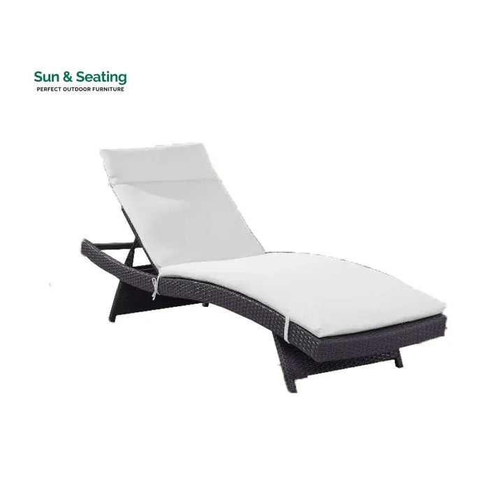 Justy Outdoor Swimming Poolside Lounger (Dark Brown) White Loungers