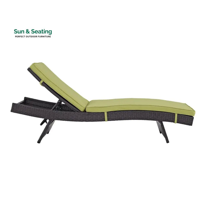 Jutta Outdoor Rattan Wicker Chaise Lounger For Poolside Lounger Set