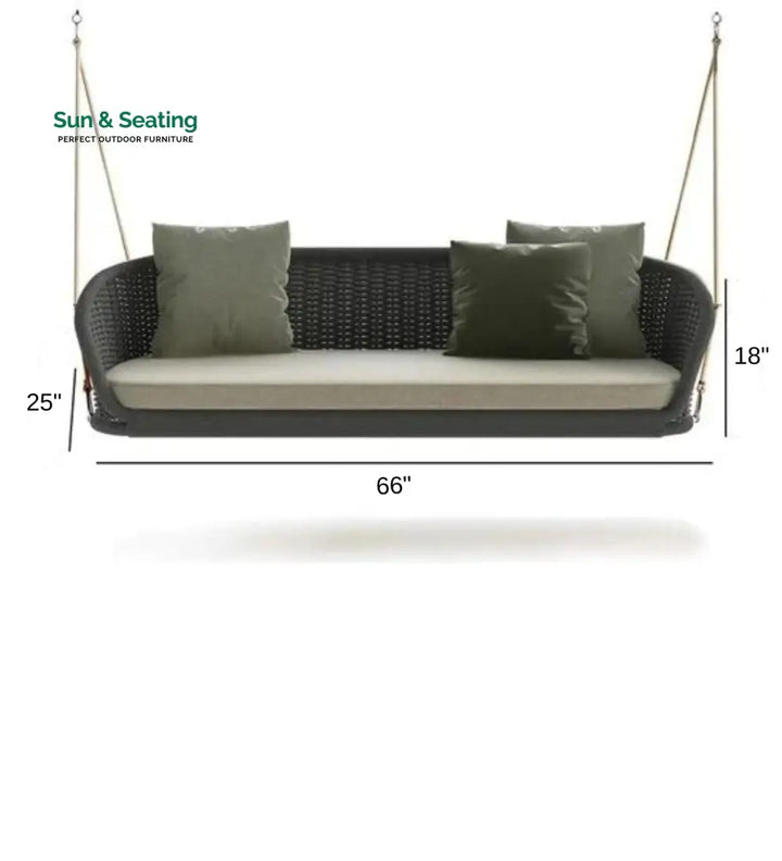 Juul Three Seater Hanging Swing Without Stand For Balcony Garden Swing (Dark Grey) Braided &amp; Rope Swings
