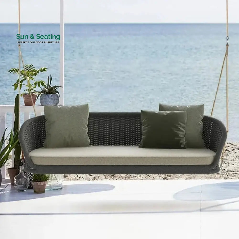 Juul Three Seater Hanging Swing Without Stand For Balcony Garden Swing (Dark Grey) Braided &amp; Rope Swings