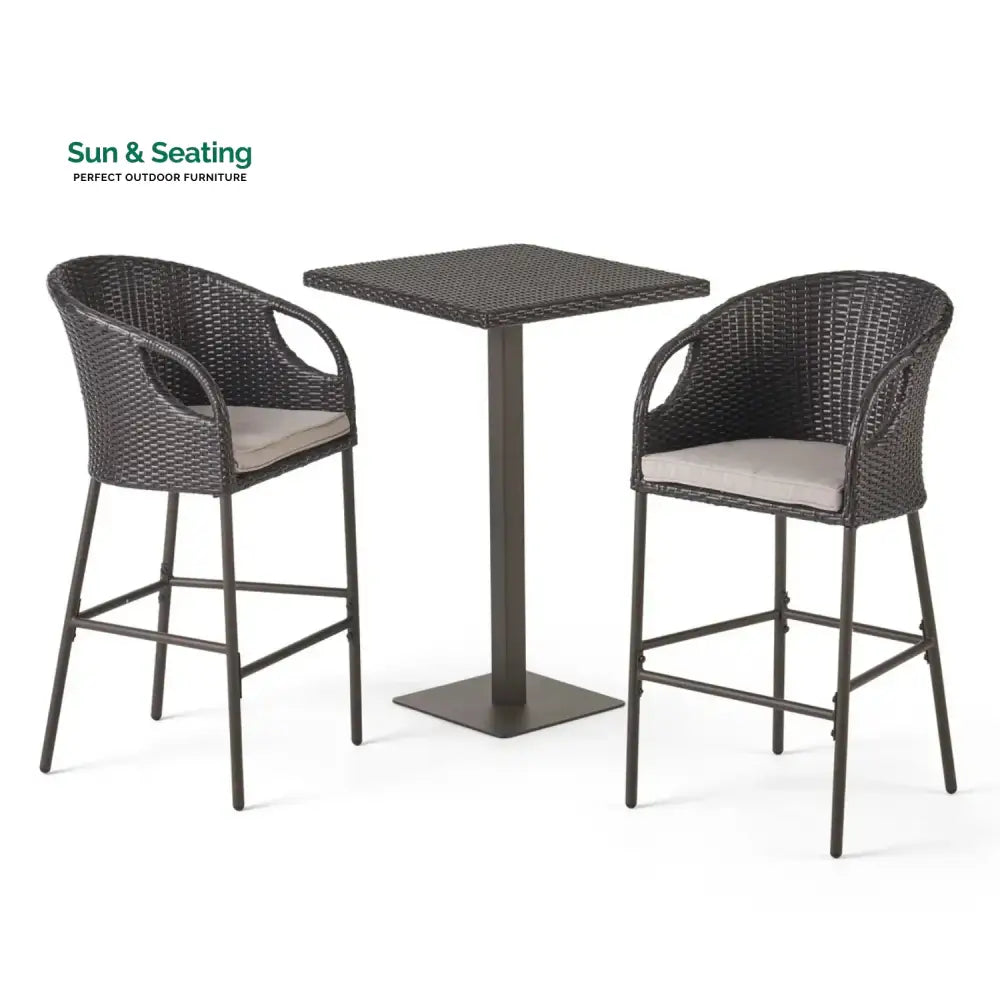 Juwairiya Outdoor Bar Set with High Top Table – All-Weather Rattan Bar Set