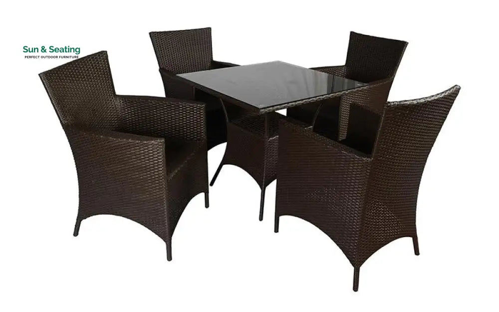 Kaddu Outdoor Patio Seating Set 4 Chairs and 1 Table Set (Dark Brown) Coffee Table Sets