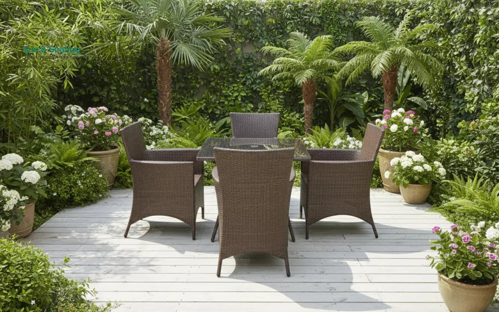 Kaddu Outdoor Patio Seating Set 4 Chairs and 1 Table Set (Dark Brown) Coffee Table Sets