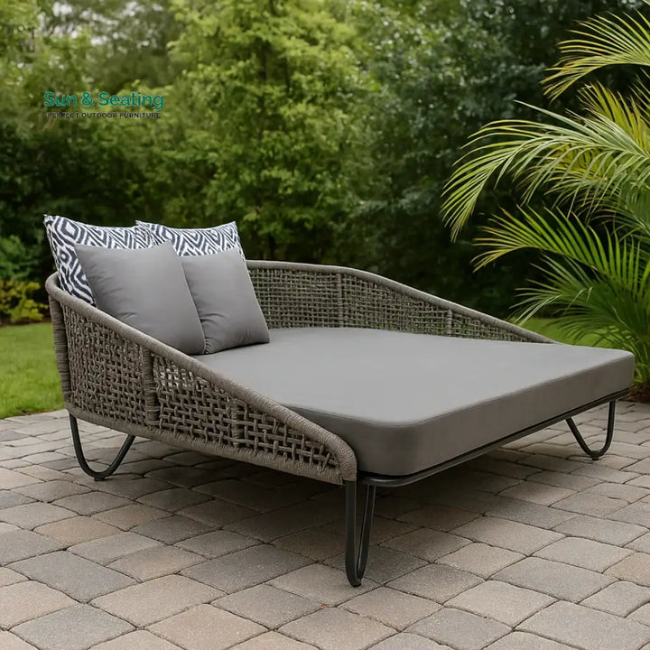 Kaelyn Outdoor Rope Patio Furniture Daybed (Grey) Daybed