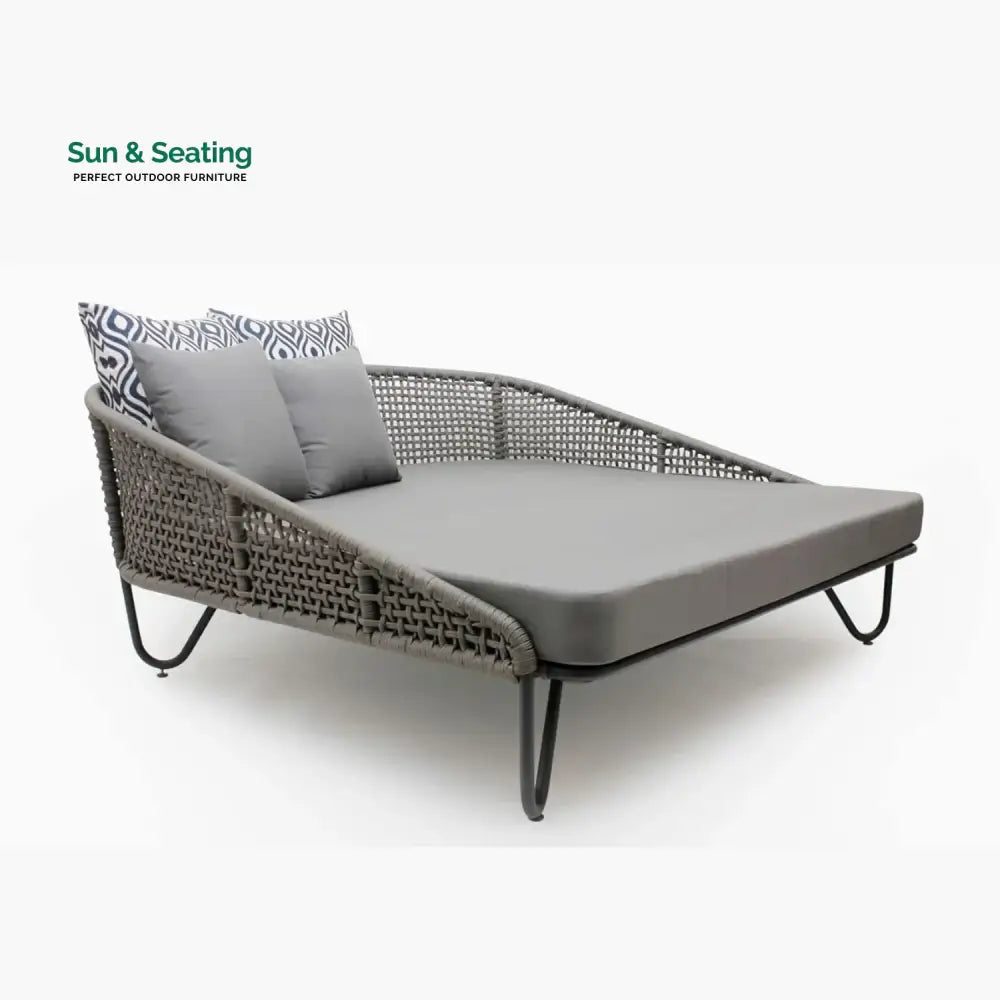 Kaelyn Outdoor Rope Patio Furniture Daybed (Grey) Daybed