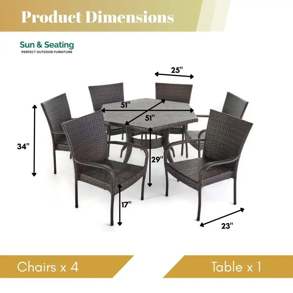 Kalila Outdoor All-Weather Resistant Rattan Wicker 7-Piece Dining Set Dining Set