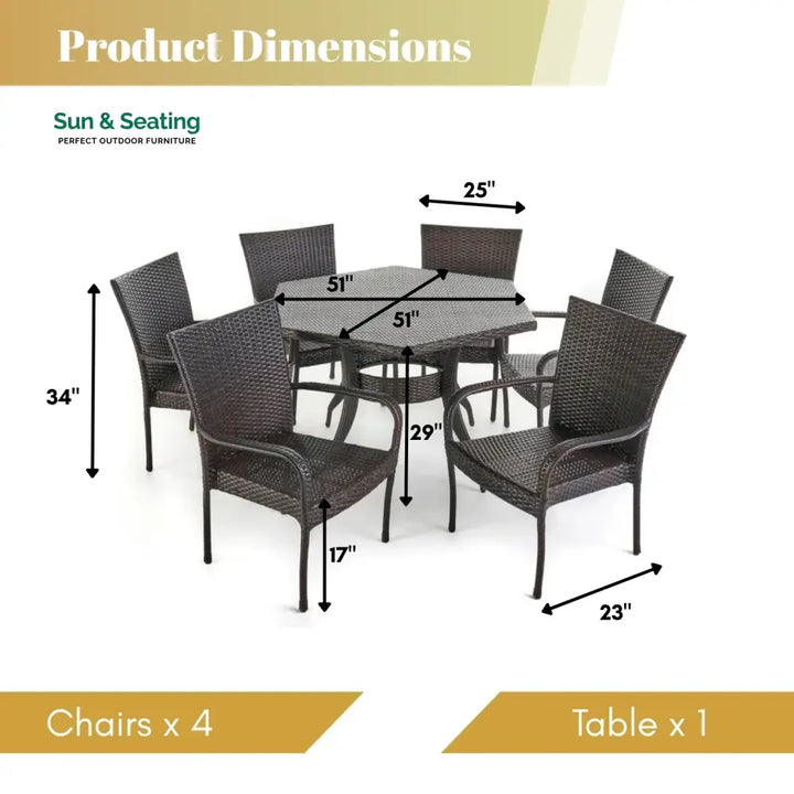 Kalila Outdoor All-Weather Resistant Rattan Wicker 7-Piece Dining Set Dining Set