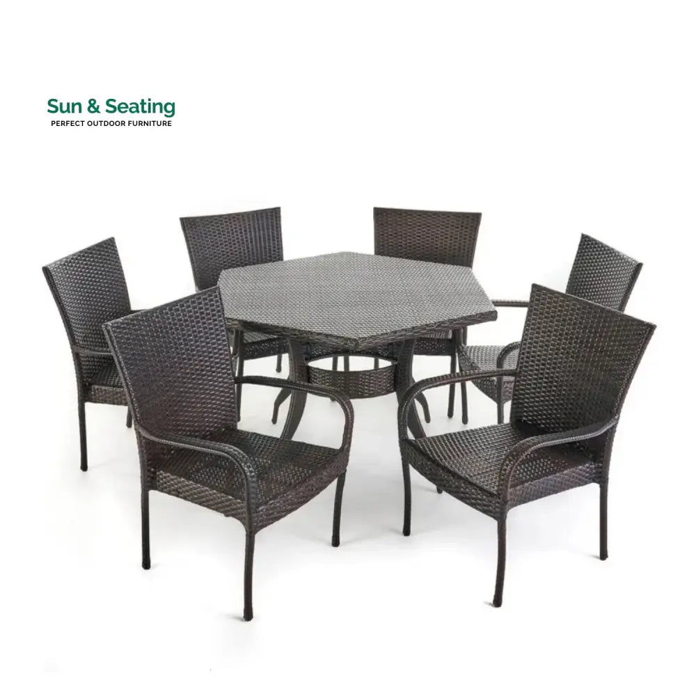 Kalila Outdoor All-Weather Resistant Rattan Wicker 7-Piece Dining Set Dining Set
