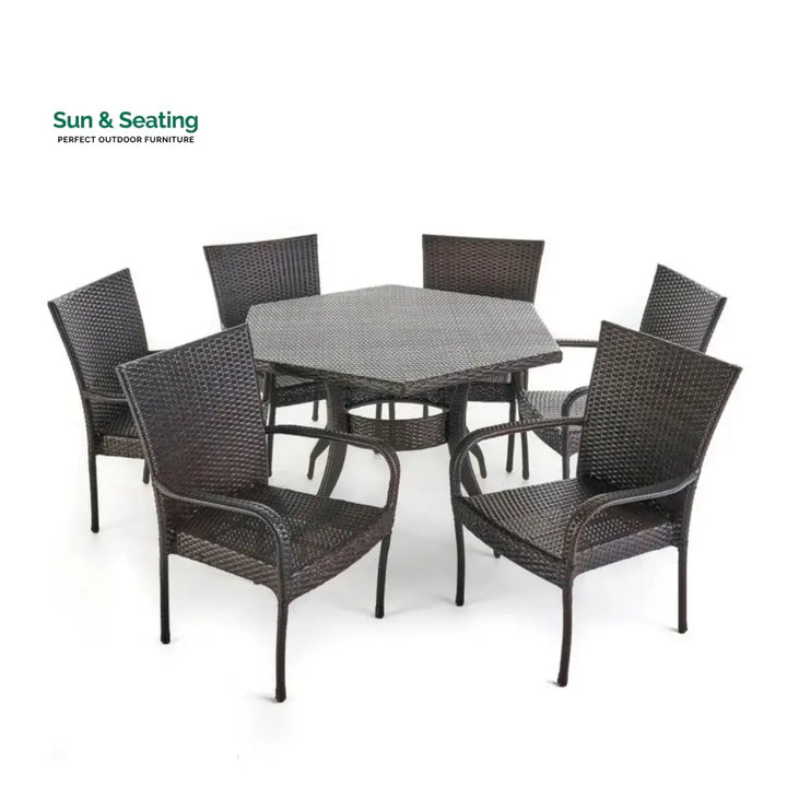 Kalila Outdoor All-Weather Resistant Rattan Wicker 7-Piece Dining Set Dining Set