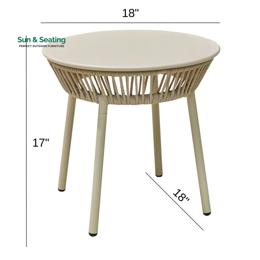 Kalpa Outdoor Patio Seating Set 2 Chairs and 1 Table Set (Beige) Braided &amp; Rope Coffee Table Sets