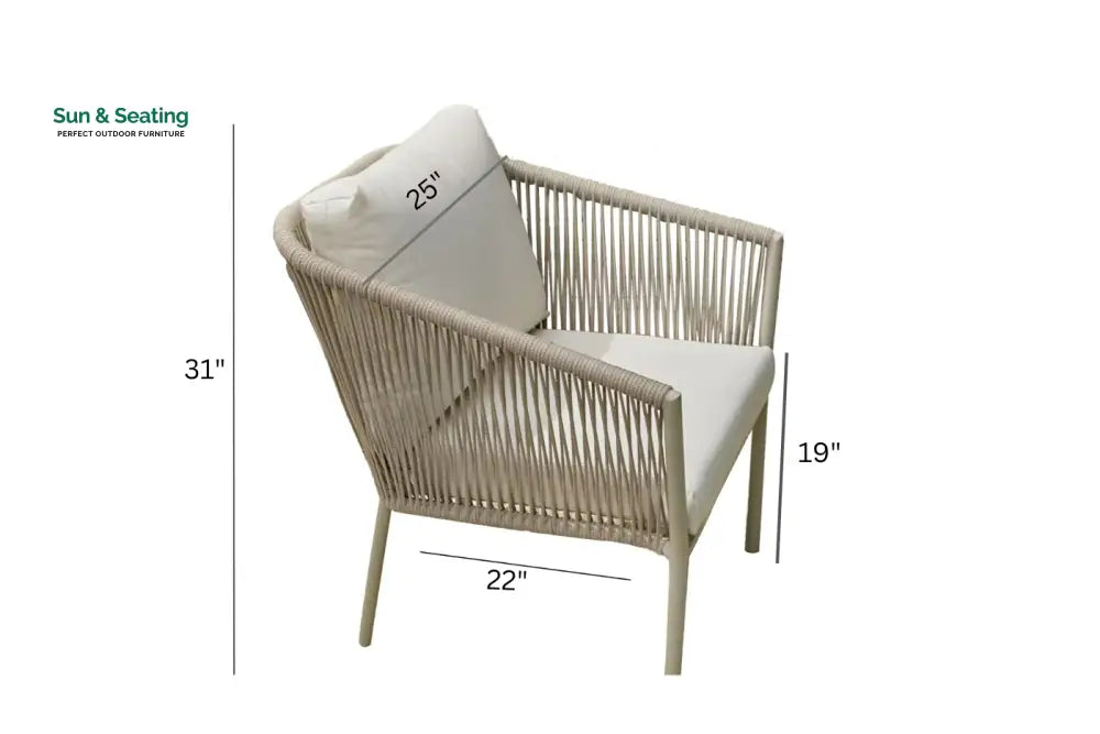 Kalpa Outdoor Patio Seating Set 2 Chairs and 1 Table Set (Beige) Braided &amp; Rope Coffee Table Sets