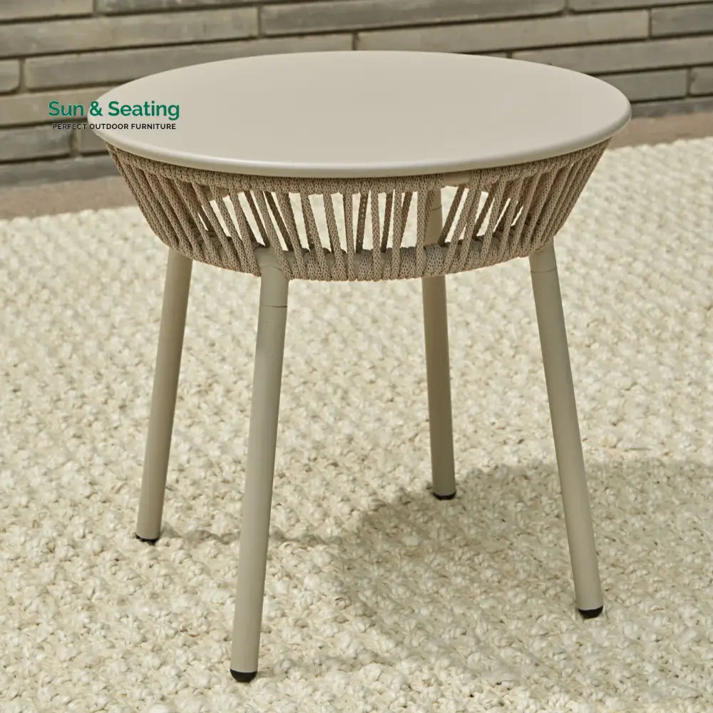 Kalpa Outdoor Patio Seating Set 2 Chairs and 1 Table Set (Beige) Braided &amp; Rope Coffee Table Sets