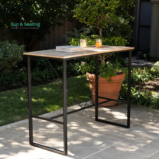 Karima Outdoor Bar Table With Wooden Top Bar Table