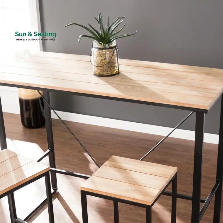Karima Outdoor Bar Table With Wooden Top Bar Table