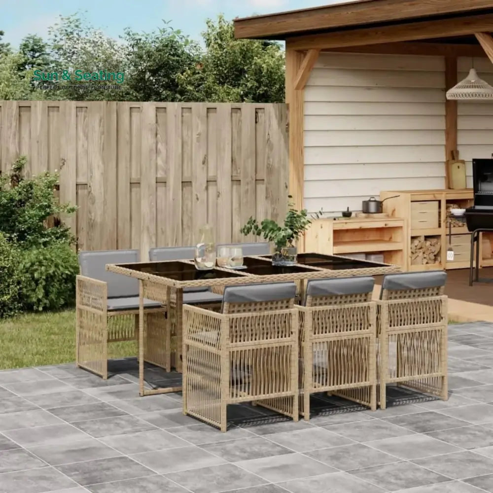 Karine Outdoor Rattan Wicker Dinning Set 7-Piece Dining Set