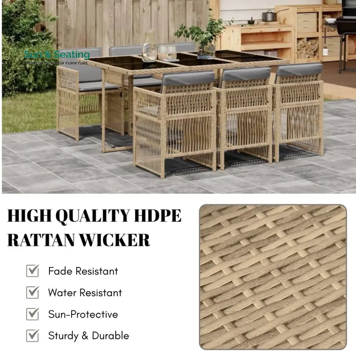 Karine Outdoor Rattan Wicker Dinning Set 7-Piece Dining Set