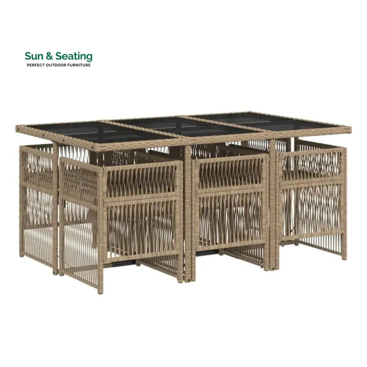 Karine Outdoor Rattan Wicker Dinning Set 7-Piece Dining Set
