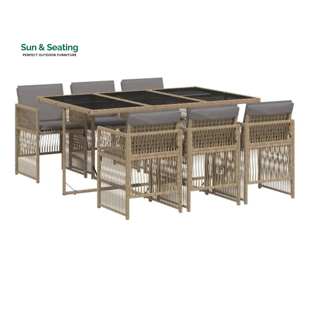 Karine Outdoor Rattan Wicker Dinning Set 7-Piece Dining Set