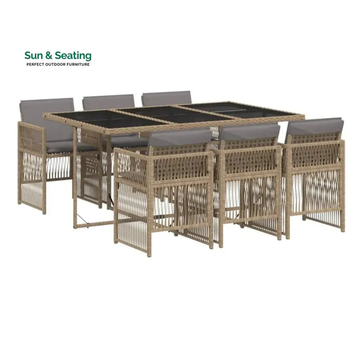 Karine Outdoor Rattan Wicker Dinning Set 7-Piece Dining Set