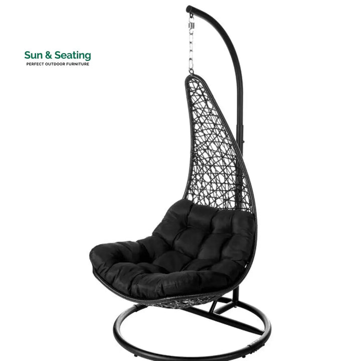 Kasa Single Seater Hanging Swing With Stand For Balcony Garden (Black) Swings