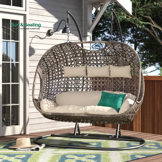 KASA Three Seater Hanging Swing With Stand For Balcony Garden Swing (Golden) Swings