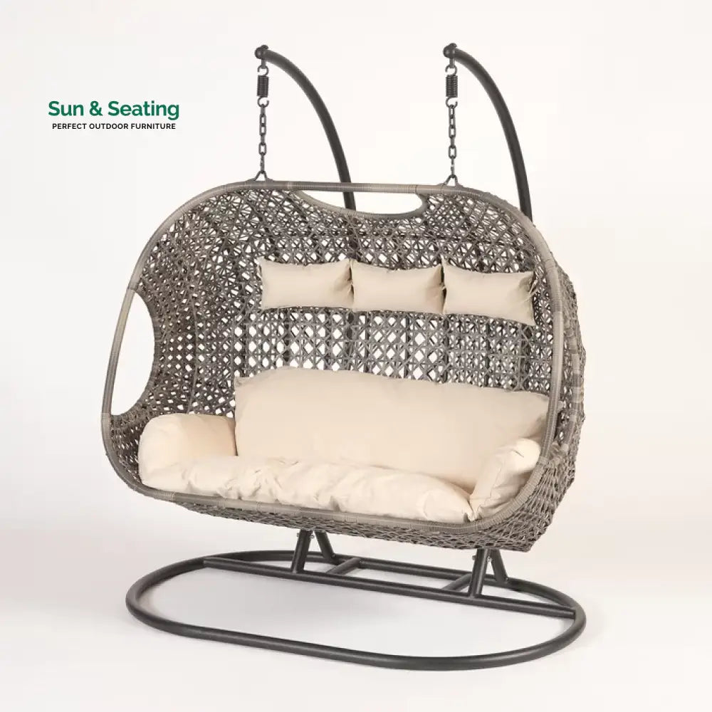 KASA Three Seater Hanging Swing With Stand For Balcony Garden Swing (Golden) Swings