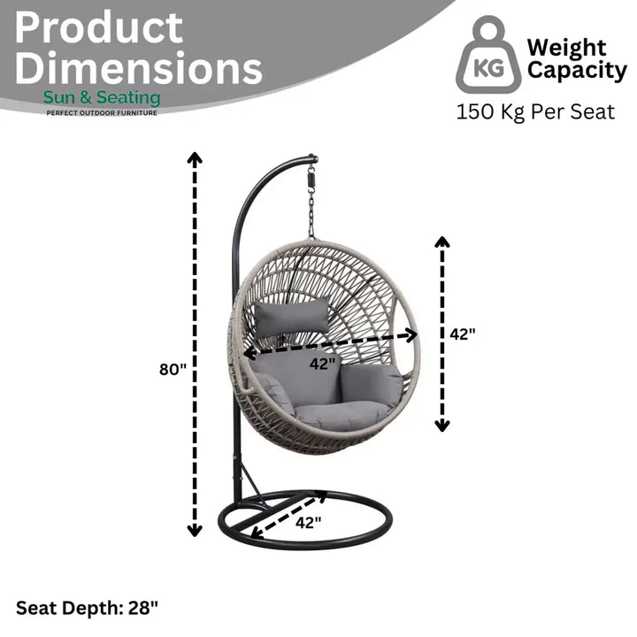 Kashvi Rope Swing Chair (Grey) Swing