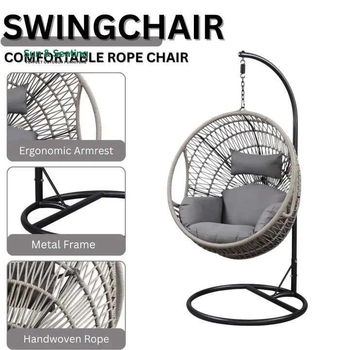 Kashvi Rope Swing Chair (Grey) Swing
