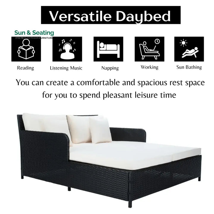 Katinka Outdoor Patio Double Seater Daybed For Garden Poolside Daybed