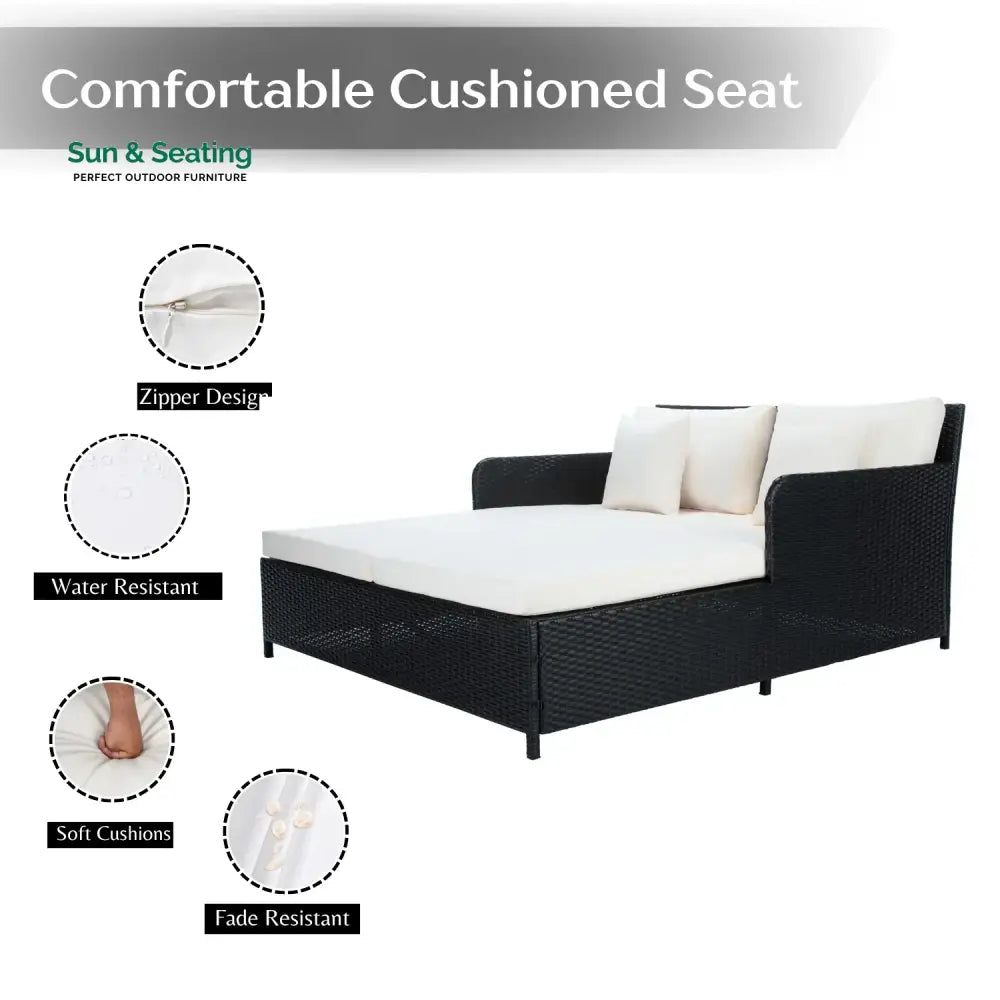 Katinka Outdoor Patio Double Seater Daybed For Garden Poolside Daybed