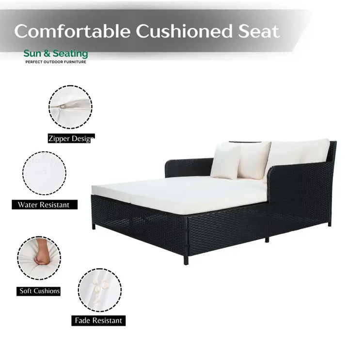 Katinka Outdoor Patio Double Seater Daybed For Garden Poolside Daybed