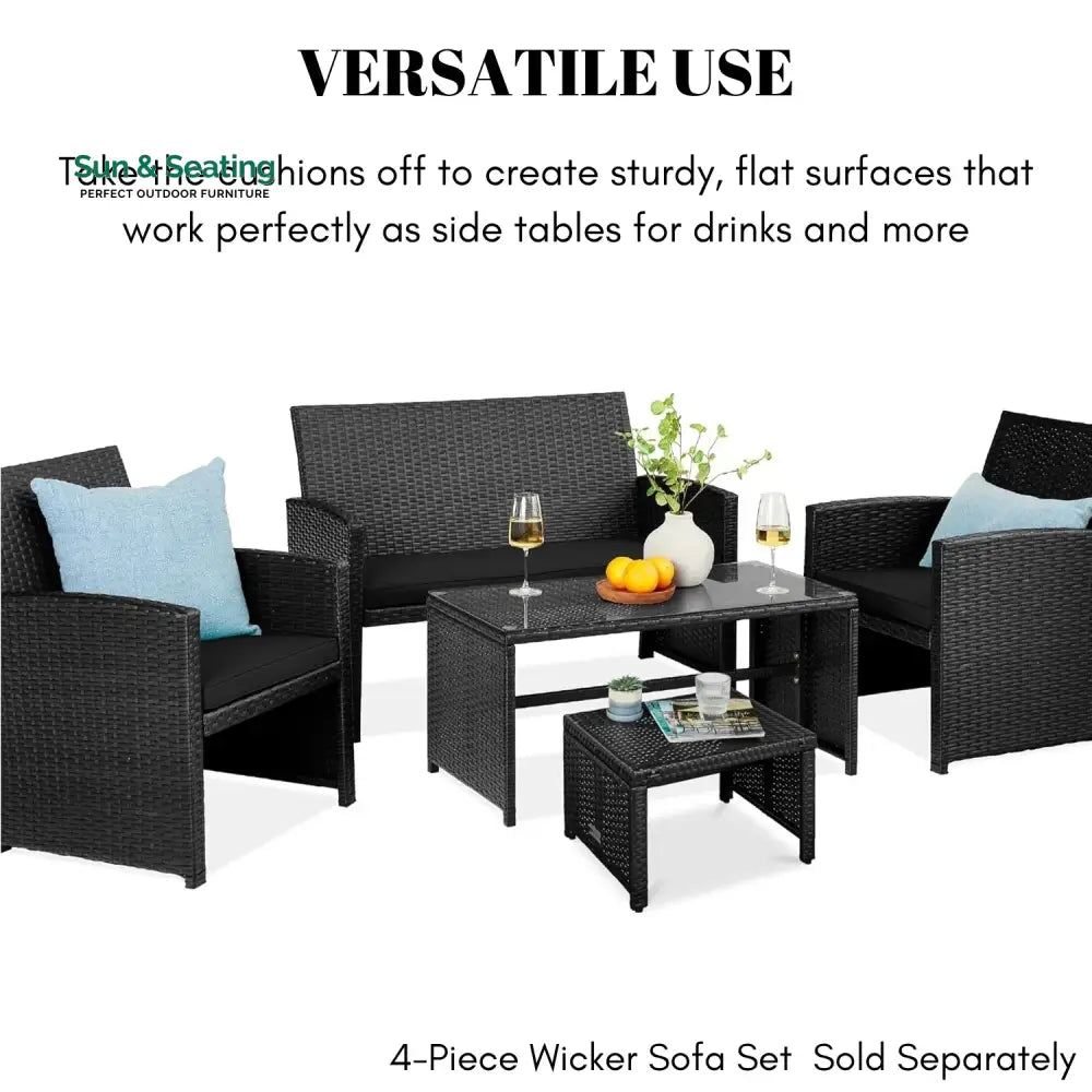 Kavisha Set of 2 Wicker Ottomans Multipurpose Outdoor Furniture Footrest