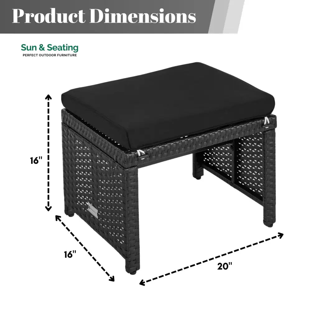Kavisha Set of 2 Wicker Ottomans Multipurpose Outdoor Furniture Footrest