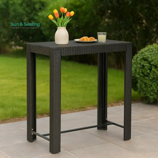 Kehinde Outdoor Rattan Wicker High Top Bar Table Bar Table