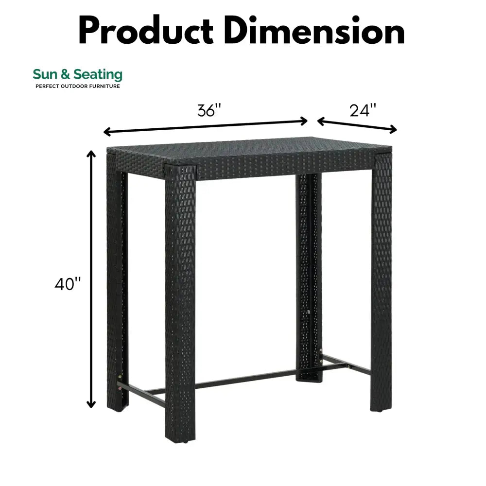 Kehinde Outdoor Rattan Wicker High Top Bar Table Bar Table