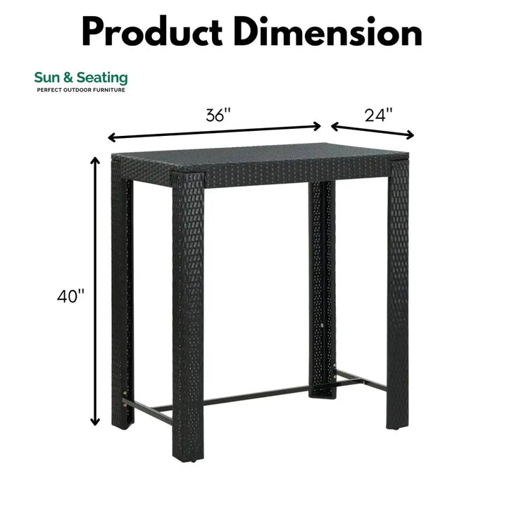 Kehinde Outdoor Rattan Wicker High Top Bar Table Bar Table