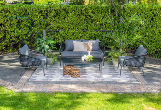 Kelly Outdoor Garden Balcony Sofa Set 2 Seater 2 Single seater and 1 Table Set (Dark Grey) Sofa Sets