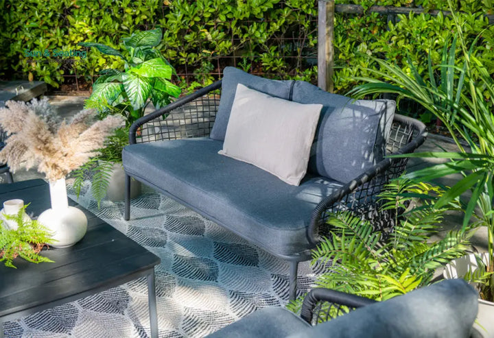 Kelly Outdoor Garden Balcony Sofa Set 2 Seater 2 Single seater and 1 Table Set (Dark Grey) Sofa Sets