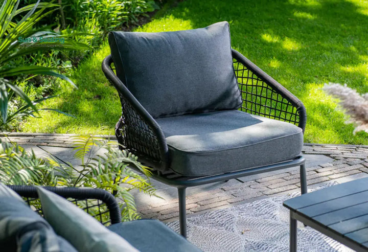 Kelly Outdoor Garden Balcony Sofa Set 2 Seater 2 Single seater and 1 Table Set (Dark Grey) Sofa Sets
